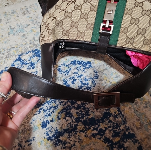 Gucci GG Monogram Supreme Sherry Web Ophidia Jackie Hobo Bag - Picture 10 of 14